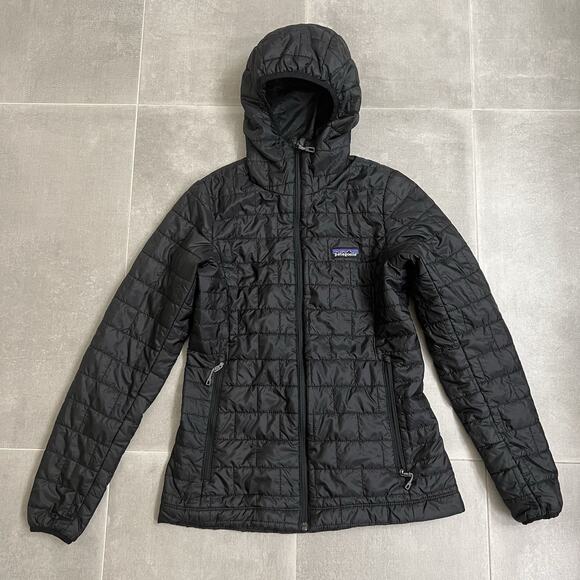 Patagonia Jackets & Blazers - Patagonia Jacket Women’s XS Black Full Zip Puffer Hooded Outdoor Hiking